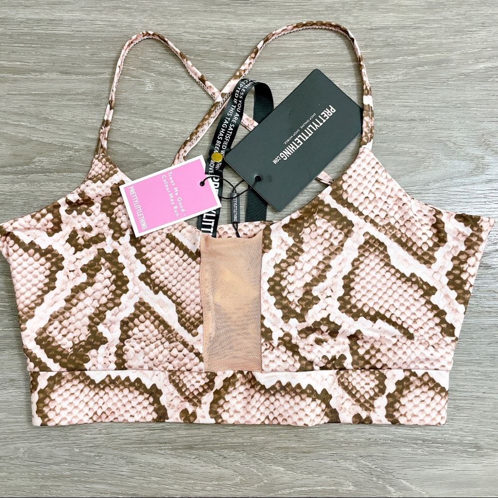 PrettyLittleThing Pink Snake Print Crop Top - NWT